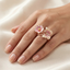 Pink Enamel Flower and Butterfly Moissanite Ring – Rose Gold-Plated