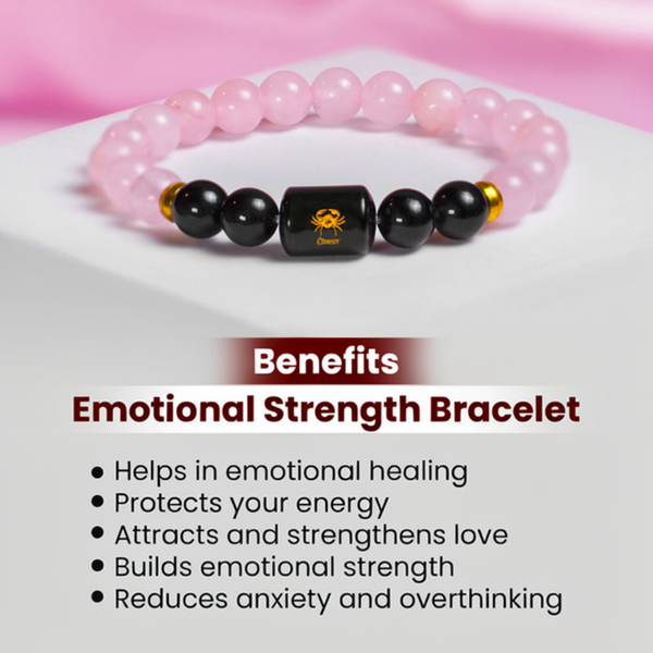 Cancer Zodiac Kark Rashi Bracelet with Rose Quartz & Black Tourmaline