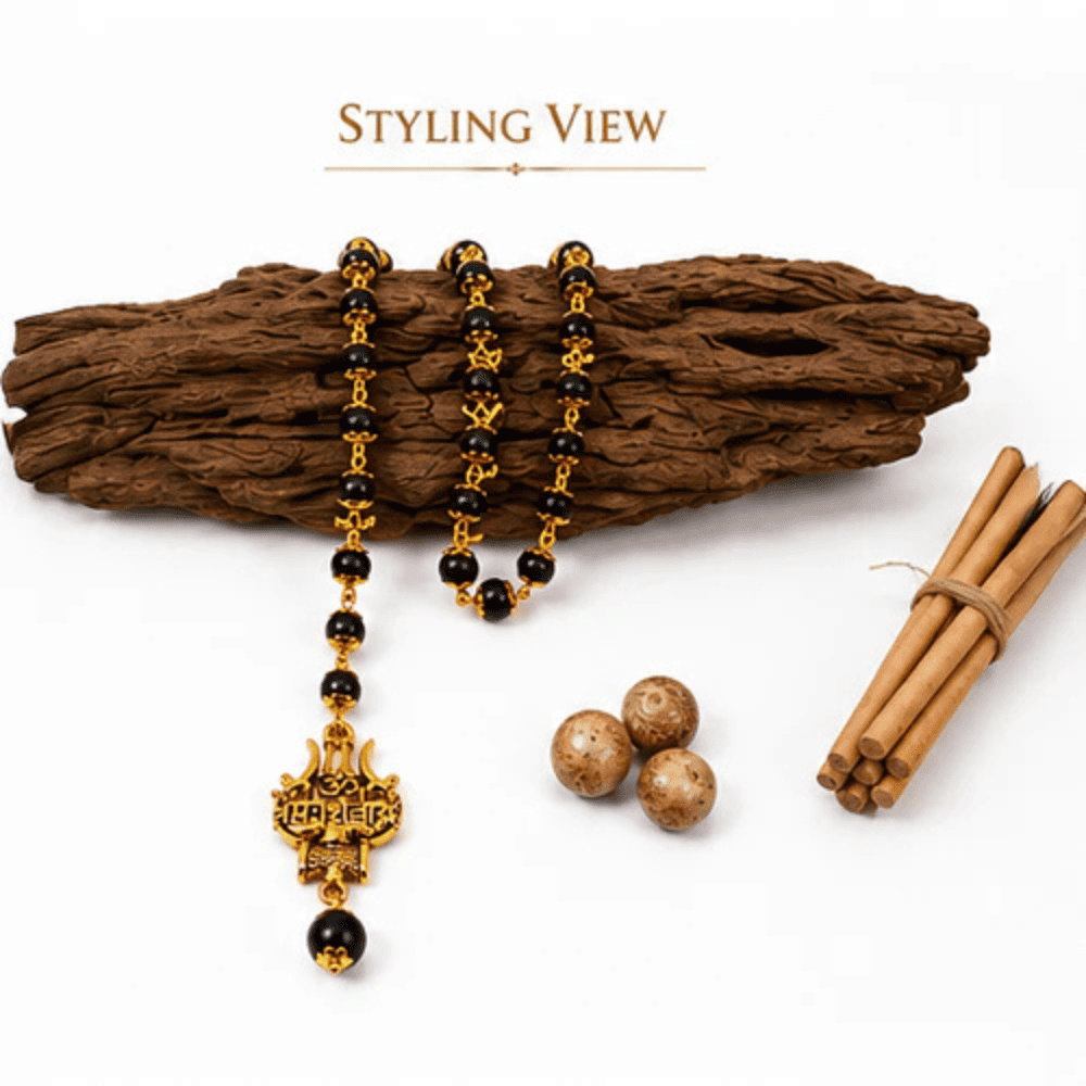 Original Shiv Trishul Karungali Mala (Gold)