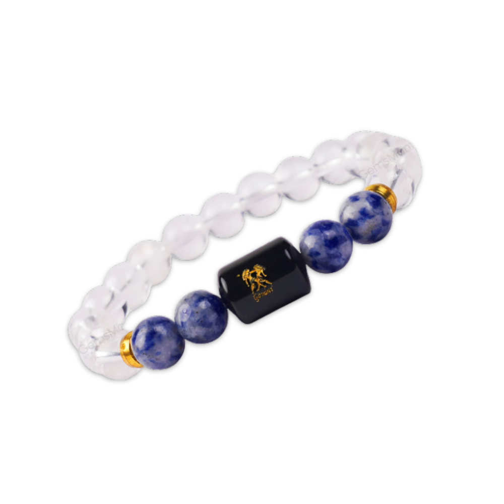 Gemini Zodiac Mithun Rashi Bracelet with Clear Quartz & Sodalite Secondary image