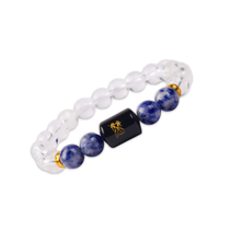 Gemini Zodiac Mithun Rashi Bracelet with Clear Quartz & Sodalite