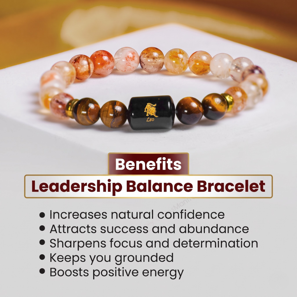 Leo Zodiac Singh Rashi Bracelet with Citrine & Tiger Eye