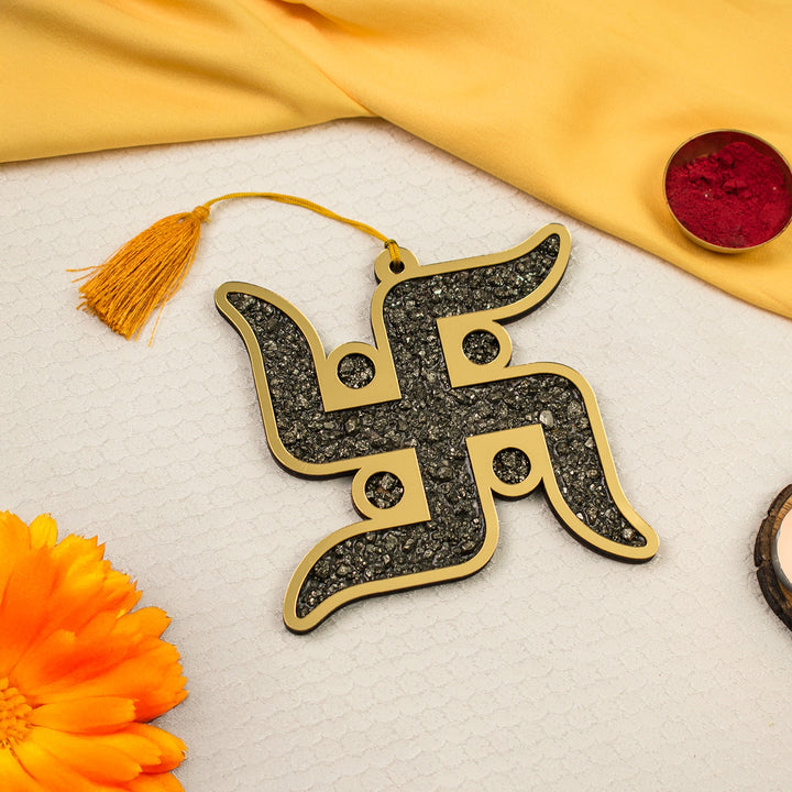 Pyrite Swastik Dhan Samriddhi Vastu Blessing Main image