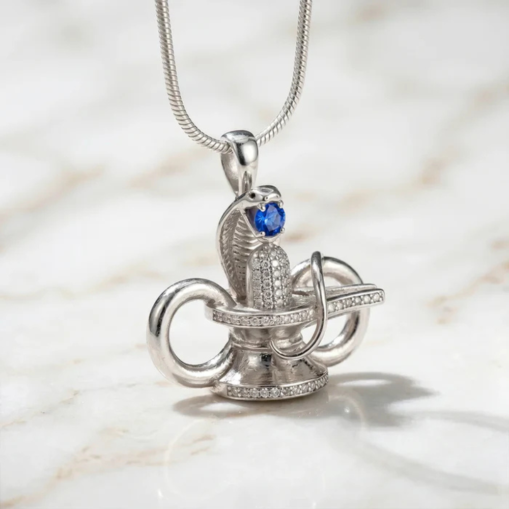Divine Shivling Blue Stone Pendant – 925 Silver