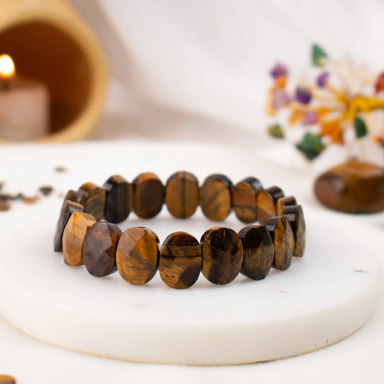 Tiger-Eye Flat-Beaded Bracelet Main image