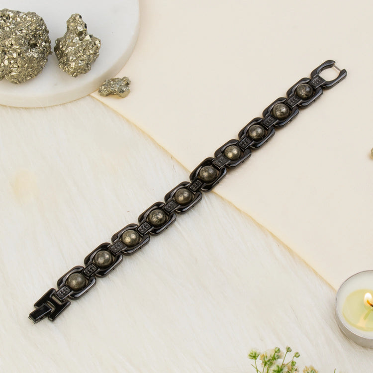 Metal Raw Pyrite Bracelet - Black Main image