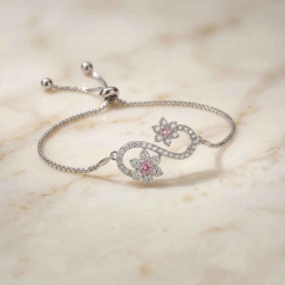 Infinity Flower Silver Bracelet