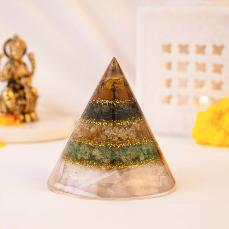 Conical Dhan Yog Pyramid With Selenite Base Main image