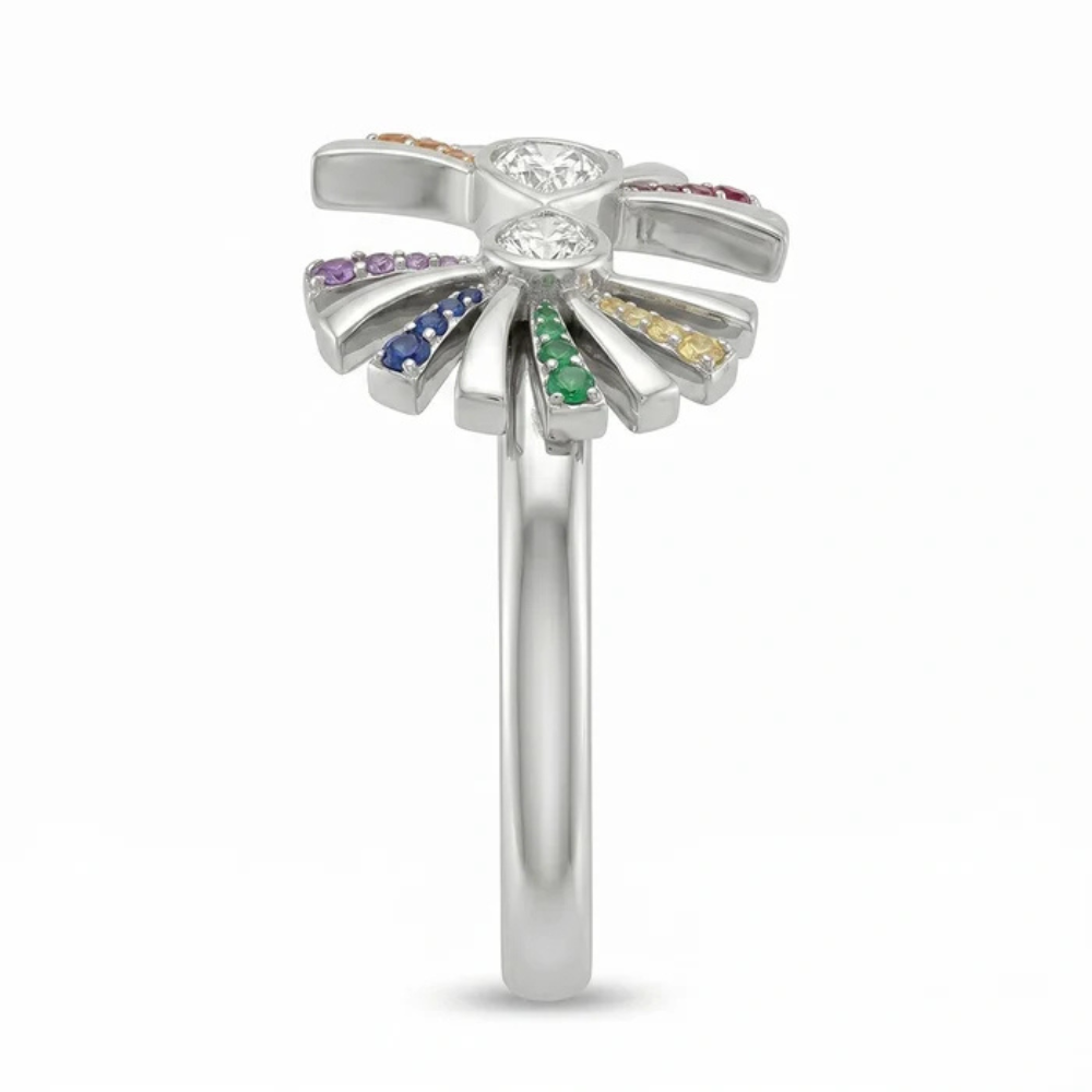 Multicolor Palm Tree Silver Ring Secondary image