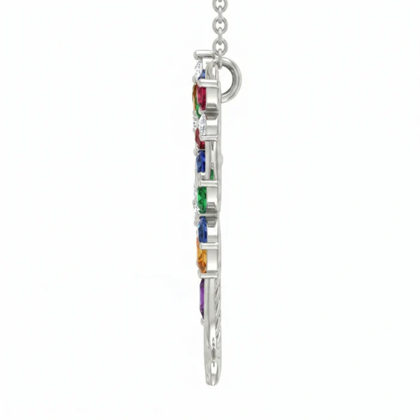 Tree of Life Multi-Color Crystal Pendant Necklace – 925 Silver