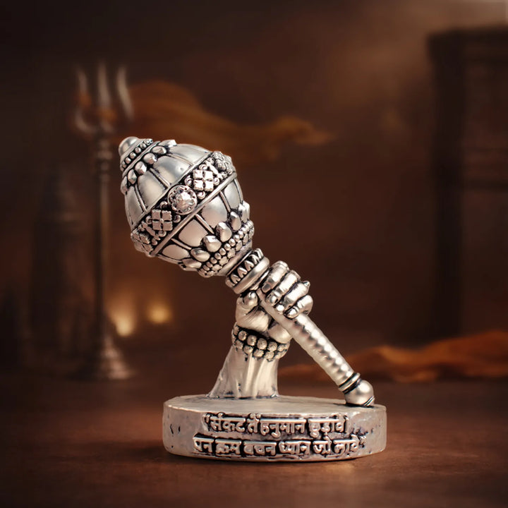 999 Silver Plated Shri Hanuman Gada Idol Main image