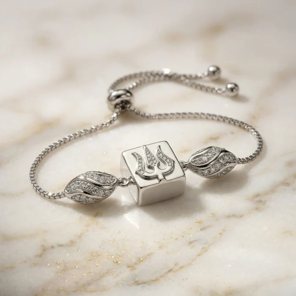 Trishul Charm Silver Bracelet