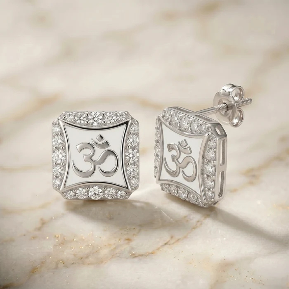 Om Stud Silver Earrings – for Women Main image