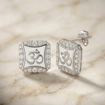Om Stud Silver Earrings – for Women