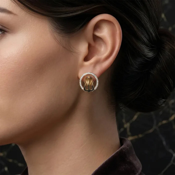 Trishul Snake Gold Earrings – for Women