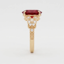 Oval Crimson Ruby Enchanted Blossom Botanical Ring