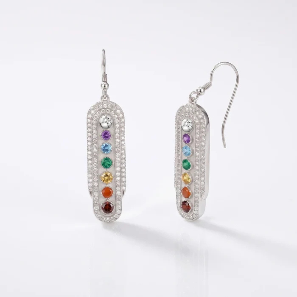 Navratna Drop Silver Earrings – for Women Secondary image