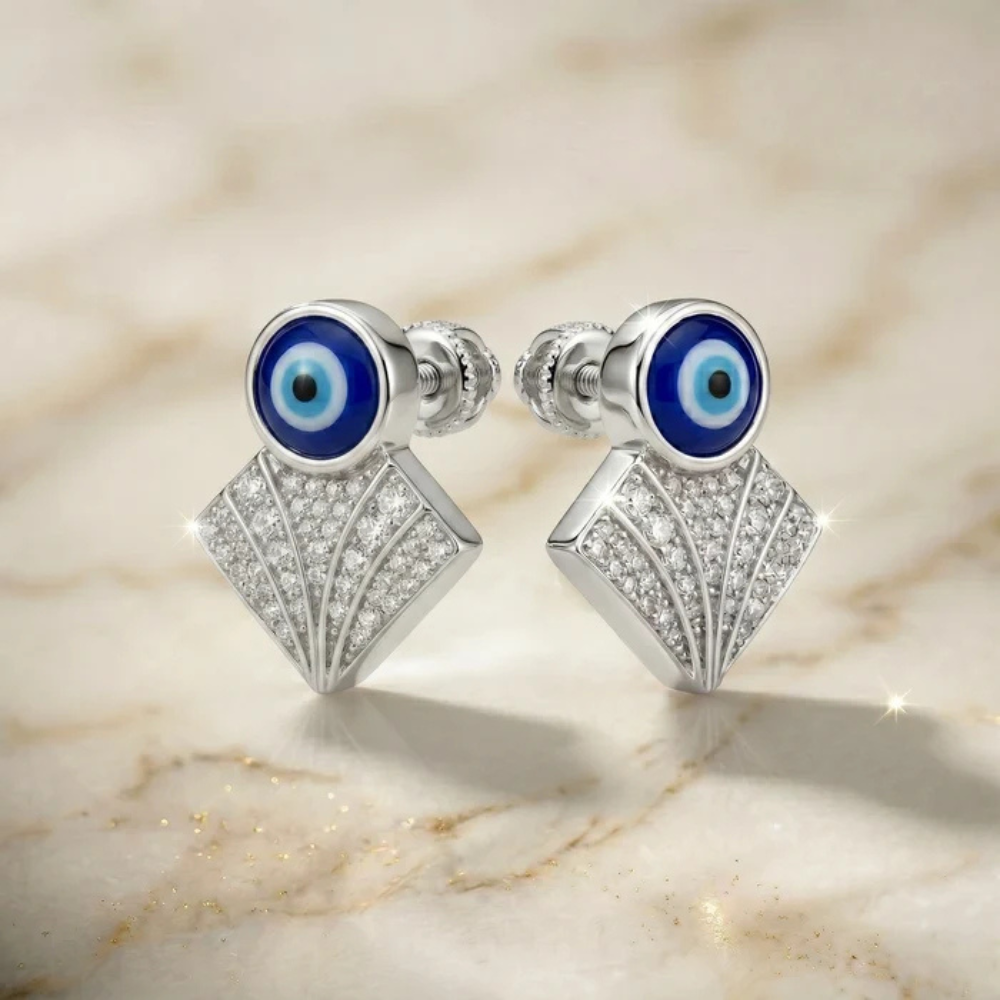 Evil Eye Drop Silver Earrings – for Women Main image