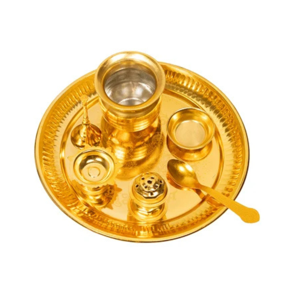 Premium Pooja Thali Set with Royal Red Velvet Box Main image