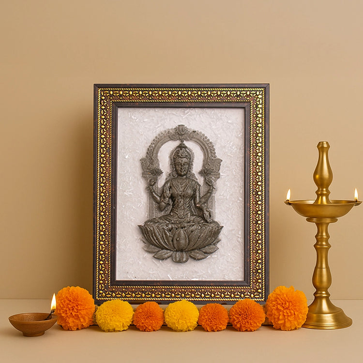 Pyrite Lakshmi Ji on Selenite Frame Main image