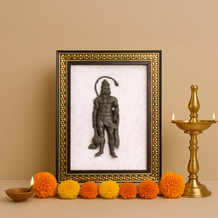 Pyrite Hanuman Ji on Selenite Frame Main image