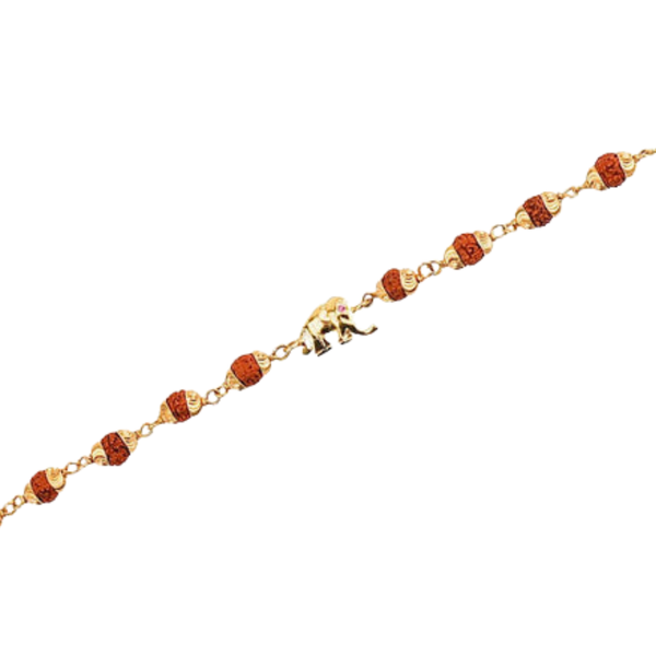 Original 5 Mukhi Rudraksha Gold Elephant Bracelet for Kids