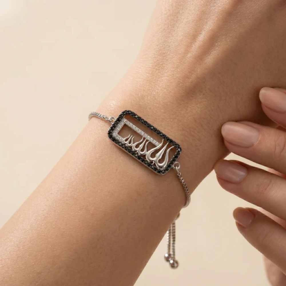 Om Engraved Silver Bracelet