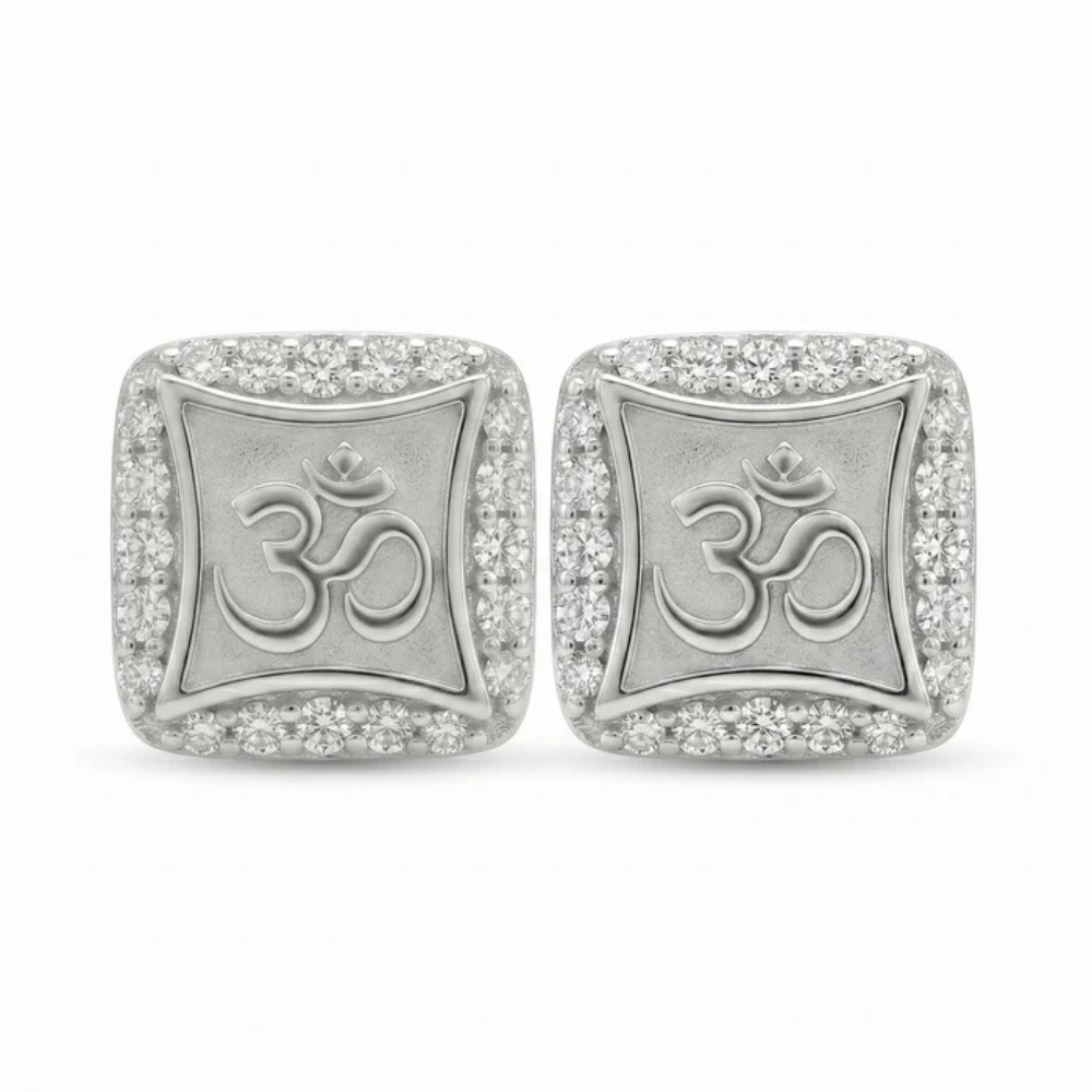 Om Stud Silver Earrings – for Women Secondary image