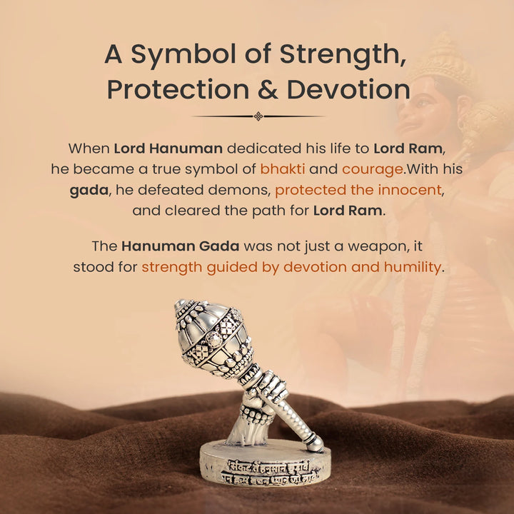 999 Silver Plated Shri Hanuman Gada Idol Secondary image