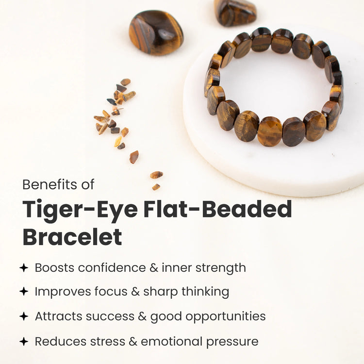 Tiger-Eye Flat-Beaded Bracelet Secondary image
