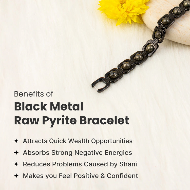 Metal Raw Pyrite Bracelet - Black Secondary image