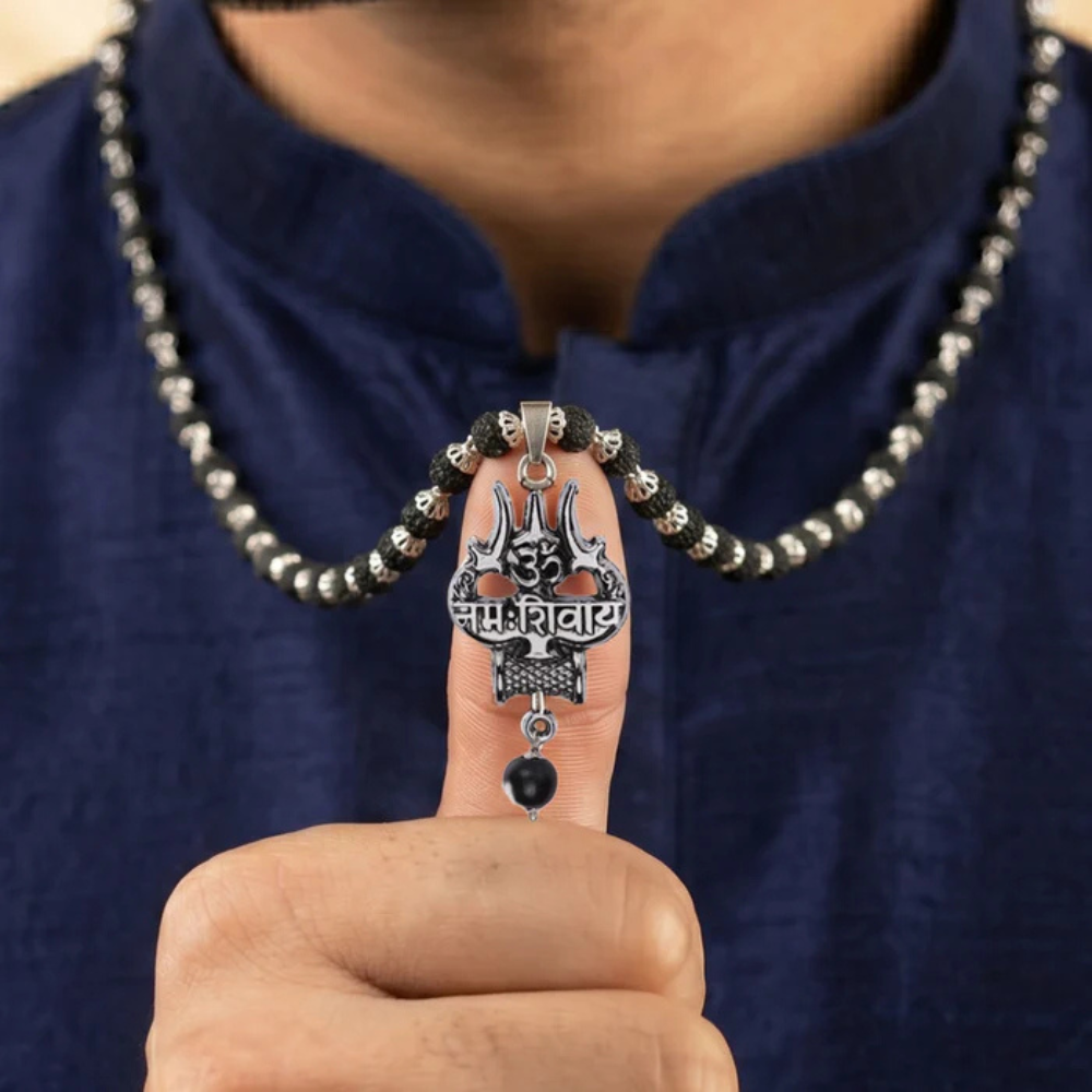 Original Shiv Trishul Karungali Mala (Silver) Secondary image