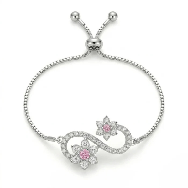 Infinity Flower Silver Bracelet