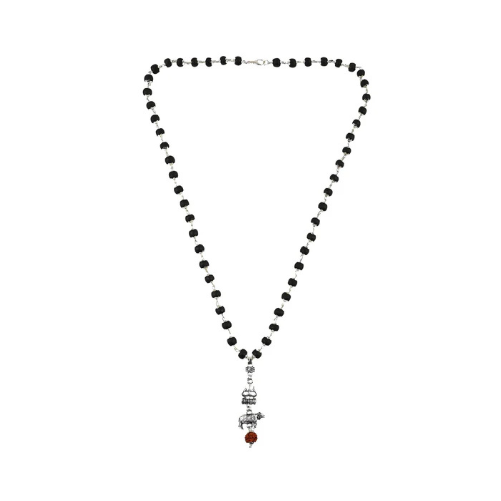 Shiv Nandi Protection Mala (Karungali) With Sterling Silver Secondary image