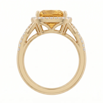 Cushion Honey Citrine Intertwined Celtic Infinity Halo Ring