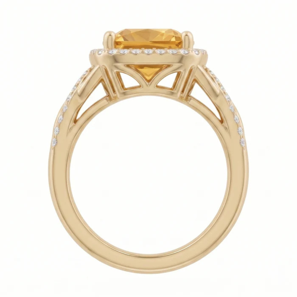 Cushion Honey Citrine Intertwined Celtic Infinity Halo Ring