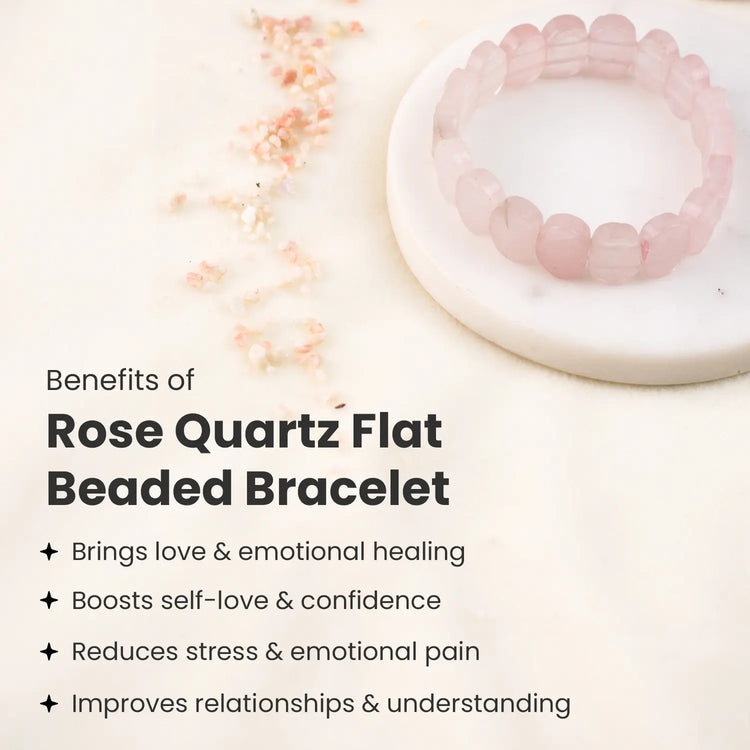 Rose Quartz Flat-Beaded Bracelet