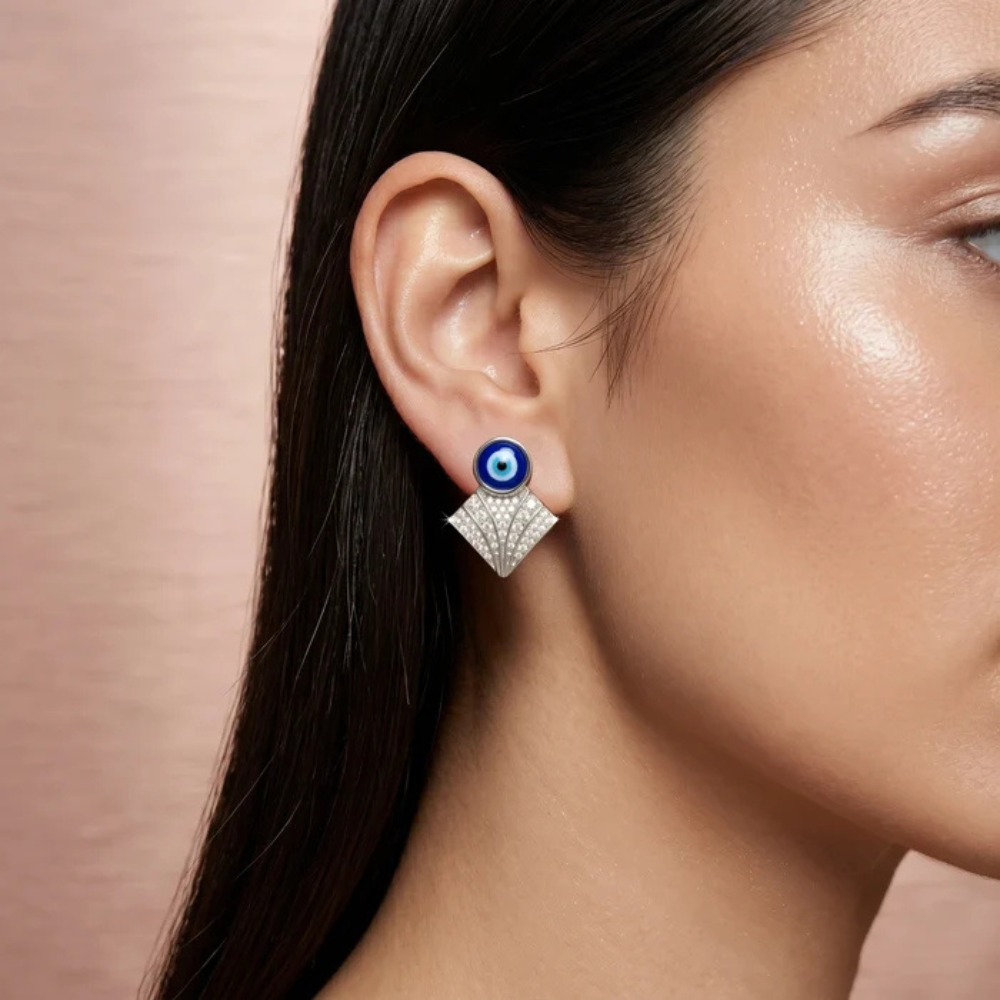 Evil Eye Drop Silver Earrings – for Women Secondary image