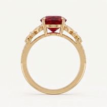 Oval Crimson Ruby Enchanted Blossom Botanical Ring