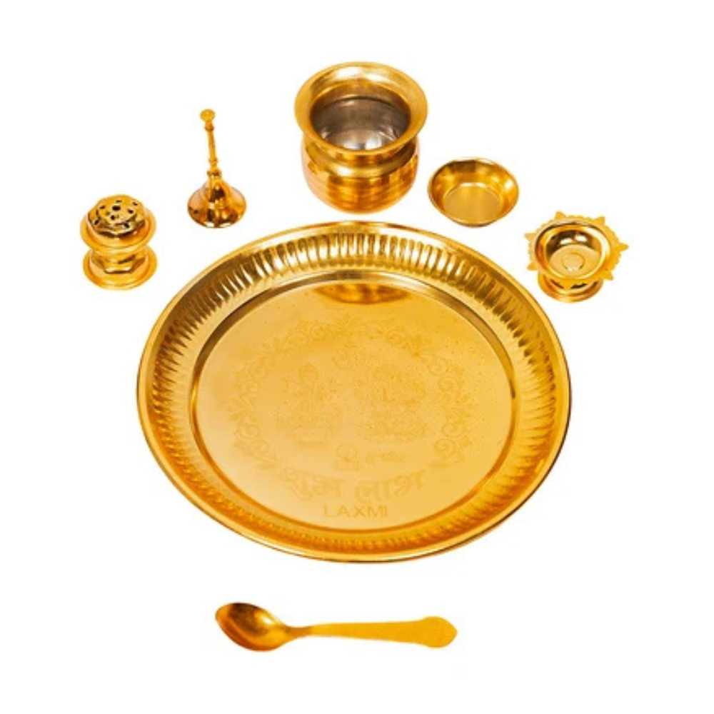 Premium Pooja Thali Set with Royal Red Velvet Box