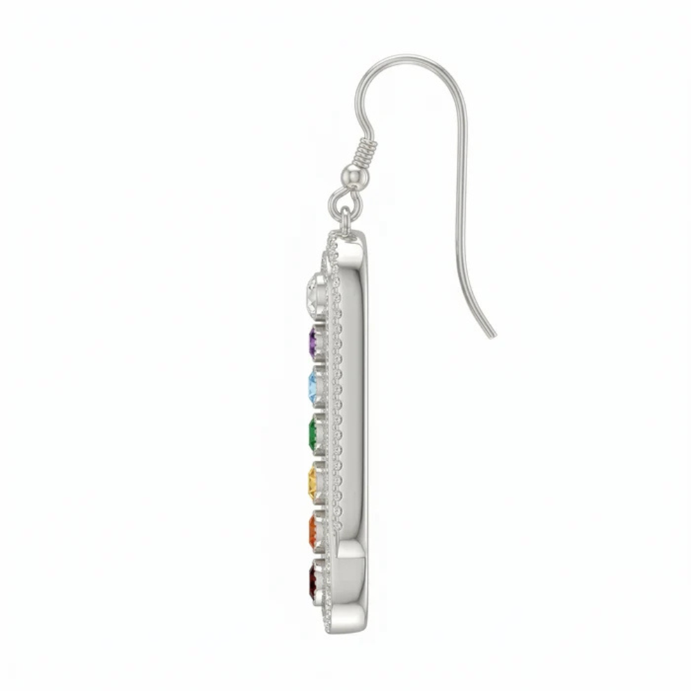 Navratna Drop Silver Earrings – for Women