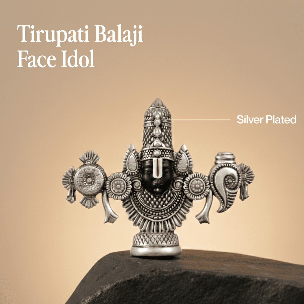 Lord Balaji Face Idol - Silver Plated Secondary image