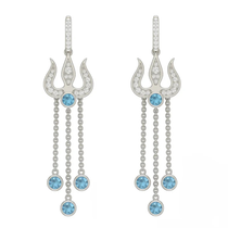 Trident Motif Moissanite Drop Earrings – 925 Silver