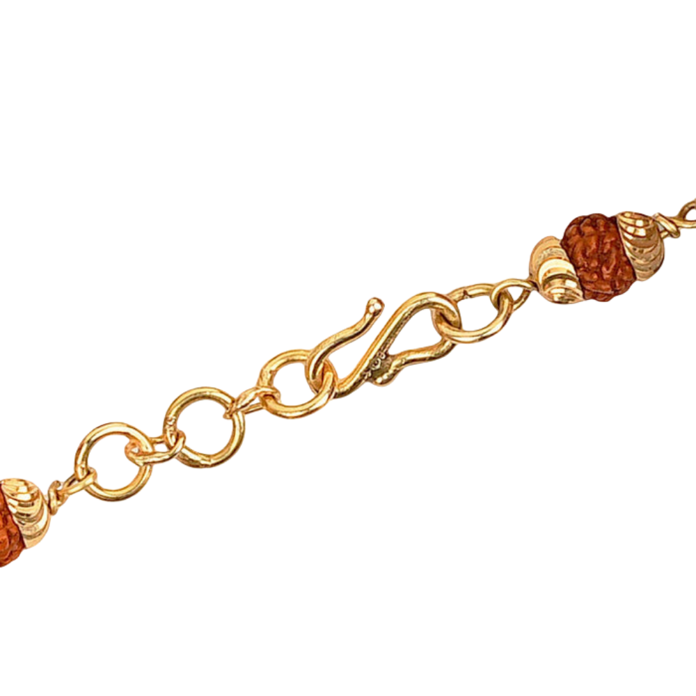 Original 5 Mukhi Rudraksha Gold Kitty Bracelet for Kids