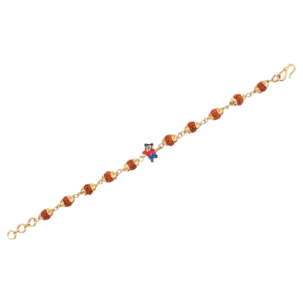 Original 5 Mukhi Rudraksha Gold Mickey Mouse Bracelet for Kids Secondary image