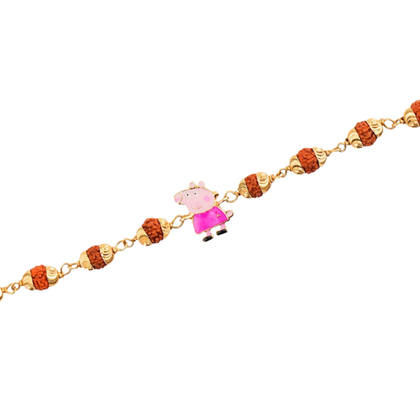 Original 5 Mukhi Rudraksha Gold Piggy Bracelet for Kids