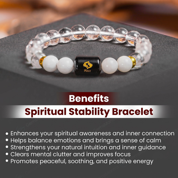 Pisces Zodiac Meen Rashi Bracelet with Clear Quartz & Moonstone