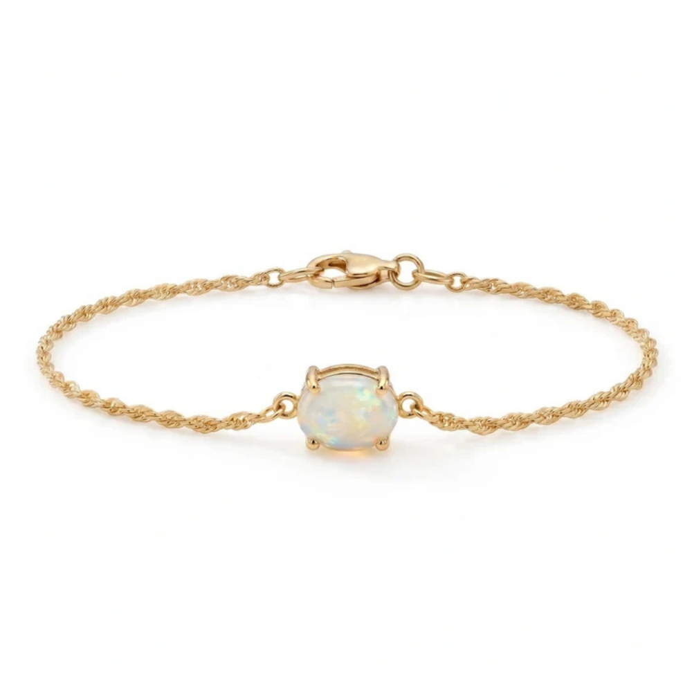 Elegant Cushion Opal Solitaire Bracelet