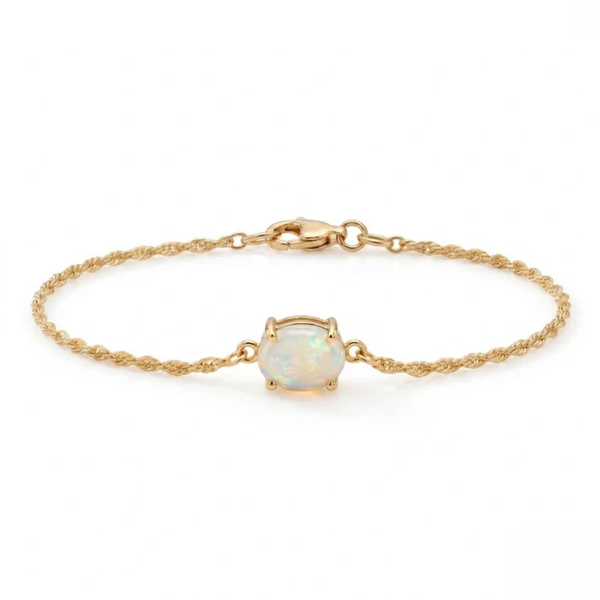 Elegant Cushion Opal Solitaire Bracelet