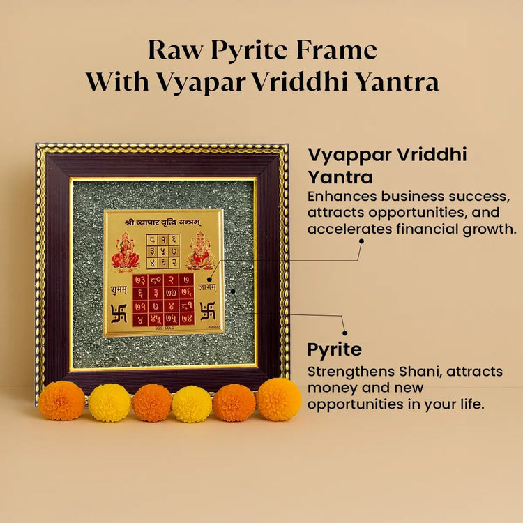 7 Horses Raw Pyrite Frame with Vyapar Vriddhi Frame Combo Secondary image